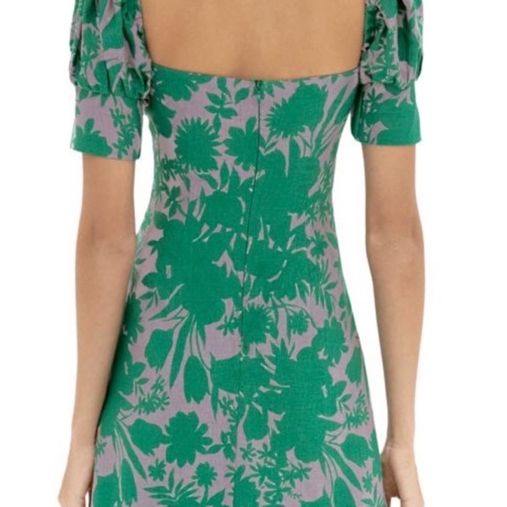 Alexis Pilou Green Floral Linen Mini Dress Size L - Picture 10 of 11